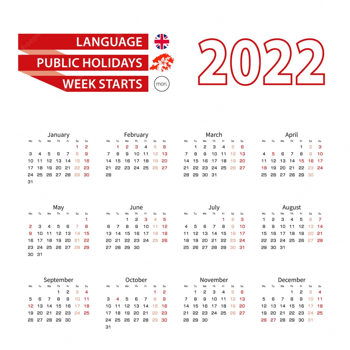 Hong Kong Calendar for 2022