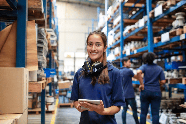 A female freight shipping staff